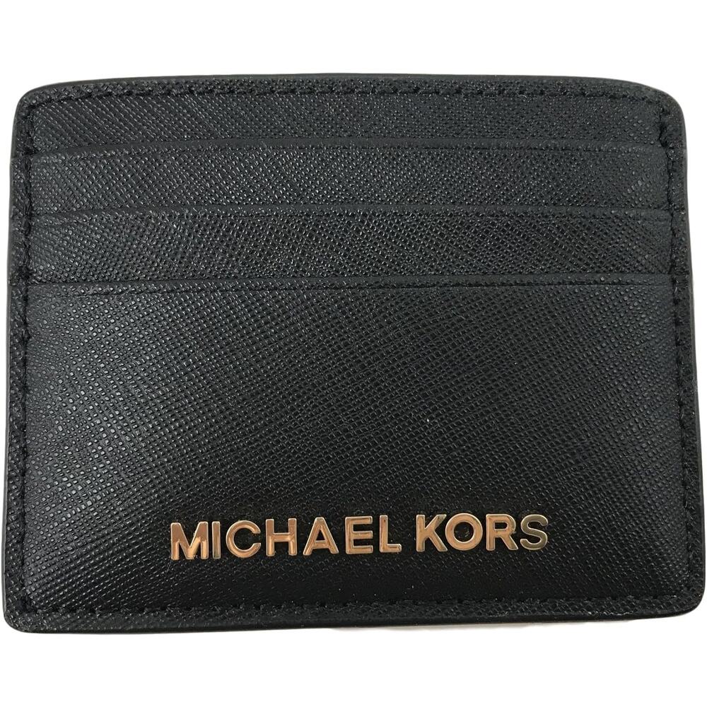 NWT Michael Kors Unisex Jet Set Travel Large Card Holder, Black-OS